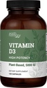 Supplément Vitamine D3 5000 iu végétalien - Suppléments de puissance élevée pour la santé immunitaire et le soutien des os forts - Vitamine D 5000 iu - 120 Capsules, 4-Mois