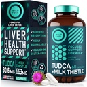 TUDCA et supplément de chardon de lait - Supplément de sel biliaire avec silymarin extrait de chardon Nettoyage du foie, Gallbladder, Rein, Gut Health - Acide ursolique Tudca sel de soie Santé du foie - 60 capsules