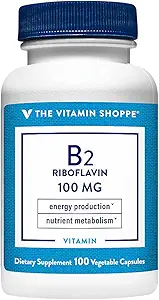 La Vitamine Shoppe Vitamine B2 (Riboflavin) 100mg - Supplément de soutien à la production d'énergie et au métabolisme des nutriments, Vitamine B essentielle - une fois par jour, sans gluten (100 capsules)