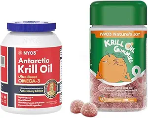 Huile de krill 1000mg softgels et Gommies d'huile de krill 135mg Omega 3 Gommies DHA EPA Bundles