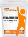 BulkSupplements.com Poudre de vitamine B5 - sous forme de pantothénate de calcium, vitamine B5 - sans gluten, 500mg de vitamine B5 acide pantothénique par portion, 5kg (11 lbs) (paquet de 5)