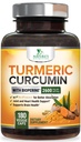 Supplément curcumin curcumin curcuma 2600mg - 95% Curcuminoïdes avec extrait de poivre noir curcuma biologique et biopérine pour la meilleure absorption, support de joint végétalien naturel, non-OGM, mis en bouteille aux États-Unis - 180 Capsules