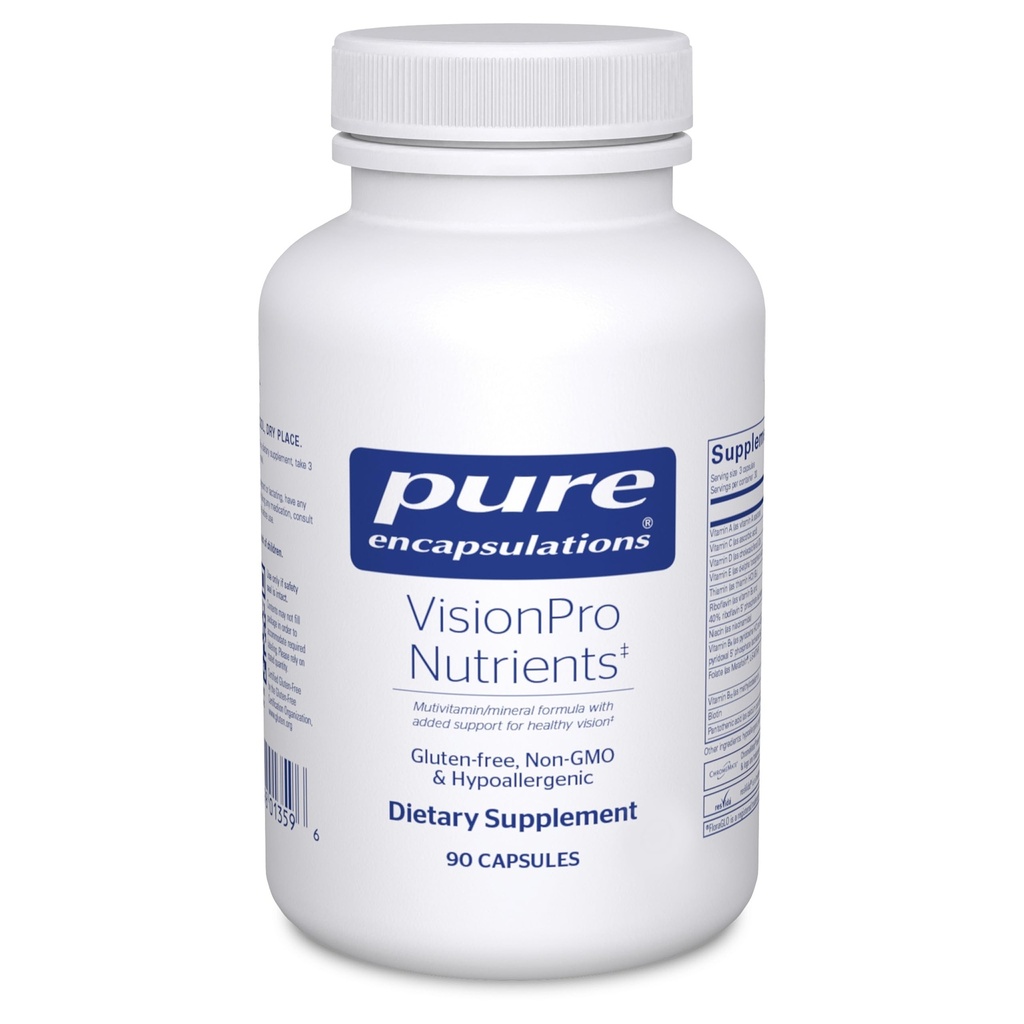 Encapsulations pures VisionPro Nutrients : complexe multivitamine/minéral hypoallergénique pour maintenir une vision saine : 90 capsules