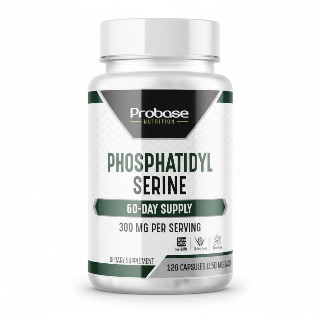 Probase Nutrition Phosphatidylsérine 300mg Supplément Cerveau Santé et Mémoire Soutien Non-OGM Sans gluten 120 Capsules Complexe de sérine Phosphatidyl