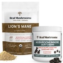 Véritables champignons Lions Mane Poudre pour les humains (60g) et champignons Imune Animaux Chews (60ct) - Ensemble pour la cognition et l'immunité - Ashwagandha, Astragalus & More - végétalien, non-OGM, sans gluten, sans grains
