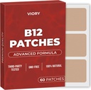 VIORY B12 Patches (paquet de 60) - Patch 100% naturel pour les femmes et les hommes - Renforcement, énergie, focus et soutien corporel - Formule améliorée