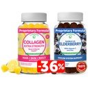 Lunakai Collagen and Elderberry Gummies Bundle - Suppléments contre le vieillissement pour les hommes et les femmes - Soutien immunitaire pour les adultes et les enfants - Vegan, non-OGM, sans sirop de maïs, sans gélatine, tout Sambucus noir naturel