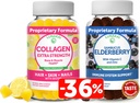 Lunakai Collagen and Elderberry Gummies Bundle - Suppléments contre le vieillissement pour les hommes et les femmes - Soutien immunitaire pour les adultes et les enfants - Vegan, non-OGM, sans sirop de maïs, sans gélatine, tout Sambucus noir naturel