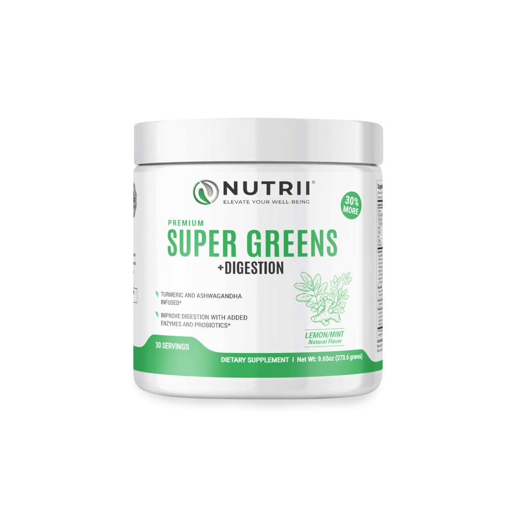 La poudre de superaliment bio d'immunité verte - adoucit la digestion, stimule la vitalité saine et l'énergie. Formule à action rapide avec probiotiques, enzymes, curcuma et ashwagandha (30 portions de menthe citronnée)
