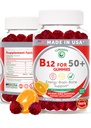Lunakai USA Vitamine B12 Gommies pour adultes 50+, B12 non-OGM pour l'énergie et la vitalité, délicieuse saveur orange, 60ct