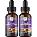 Natures Craft USDA Bio Ashwagandha gouttes liquides - Extrait de racine liquide Ashwagandha pour le stress et l'humeur support - Taste Adaptogenic Tecture Non OGM végétalien sans alcool et sans sucre (2 Pack)