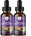 Natures Craft USDA Bio Ashwagandha gouttes liquides - Extrait de racine liquide Ashwagandha pour le stress et l'humeur support - Taste Adaptogenic Tecture Non OGM végétalien sans alcool et sans sucre (2 Pack)
