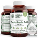 Acide pantothénique naturel à libération dans le temps Nutra 500 mg, supplément vitamine B5 aide à briser les graisses et les glucides, le métabolisme et l'énergie, améliorer la santé musculaire, réduire les taches de peau, 60 comprimés végétariens