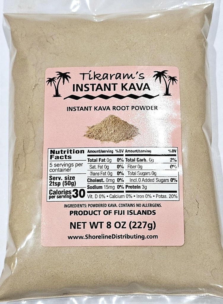 Tikaram's Instant Kava Powder, Fidji Waka, Noble Kava Root, 1/2 lb (8oz)-Fidji Market Wholesale LLC