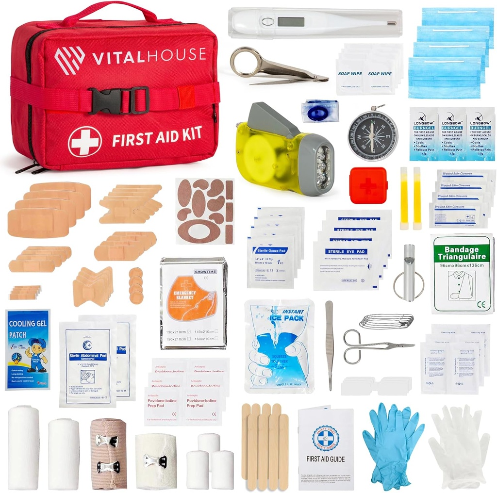 Trousse de premiers soins 346 pièces Survie - Kit médical de trauma imperméable professionnel pour les urgences, idéal pour la maison, le bureau, la voiture, le voyage, l'extérieur, le camping, la randonnée - Sac d'urgence portable
