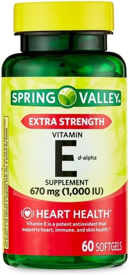 Générique Spring Valley Vitamine E Extra Strength Vitamine E D-Alpha Spring Valley Softgels, 670 mg (1 000 UI), 60 Compte