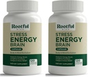 Stress Energy Cerveau - Supplément Fatigue avec Cortisol, Stress, Energy Support - Rhodiola Rosea, Lions Mane, L Theanine, Ginkgo Biloba, Lait Thistle, Fer - 2 mois d'approvisionnement