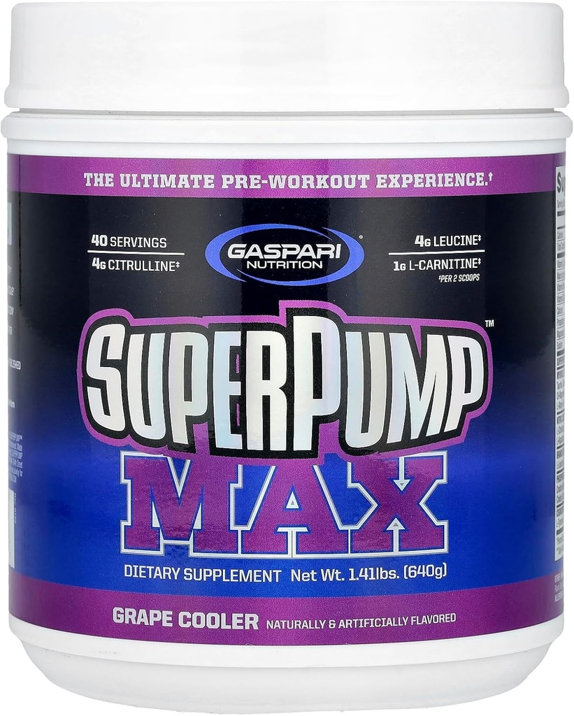 Gaspari Nutrition SuperPump Max, refroidisseur de raisin, 1,41 lb (640 g)