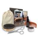 Kit d'entretien des barbes pour hommes Le kit d'entretien des barbes comprend des accessoires - Baume et huile de barbe naturelle non parfumé, peigne en bois et brosses à bretelles, ciseaux en acier inoxydable