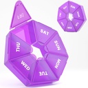 Organisateur hebdomadaire de pilules, 2 packs Portable Pill Box Case de médecine 6 Couleurs (Sept jours) Nouvelle édition pour la vitamine/huile de poisson/pills/Supplements-Arthrite Friendly (Purple)