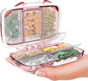Organisateur de pilules de voyage - Porte-vitamine portable à l'épreuve de l'humidité avec 7 compartiments, étui de supplément compact pour le kit de médecine essentielle de la purse