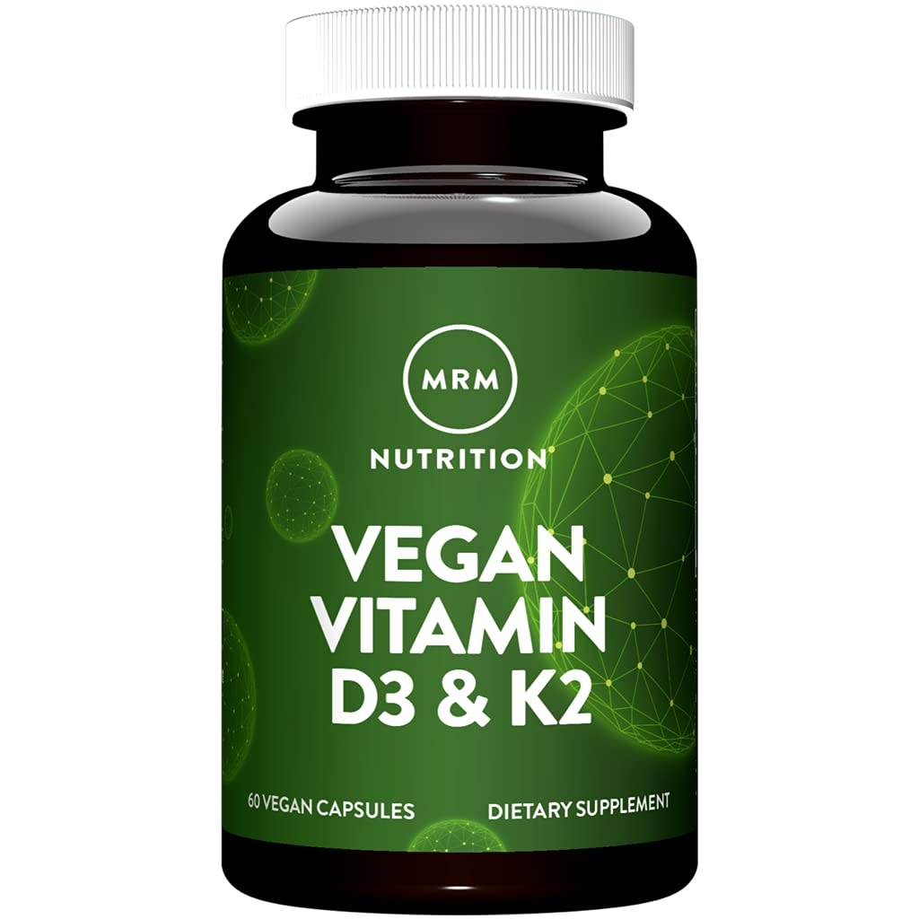 MRM Nutrition Vitamine végane D3 & K2-C Bone + Immunissance Santé (Fabriqué à partir de lichens) Supporte l'absorption de calcium (F) Vegan + Végétarienne Amiable (F) 60 portions