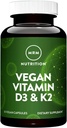 MRM Nutrition Vitamine végane D3 & K2-C Bone + Immunissance Santé (Fabriqué à partir de lichens) Supporte l'absorption de calcium (F) Vegan + Végétarienne Amiable (F) 60 portions