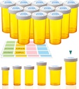 Bouteilles à pilules vides de 3,75 oz avec bouchons résistants à l'enfant, 12 paquets - grande capacité, protection contre l'humidité, sans BPA, avec 32 étiquettes Easy-Peel pour l'organisation des pilules, vitamines, suppléments, perles, et plus