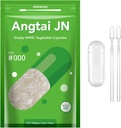 Capsules Taille 000 Vegan Vide Plant Base Clear (500 Compte) Sans gluten, sans OGM, bouchons de pilules certifiés Halal avec 2 cuillères pour le bricolage végétarien Vos propres suppléments