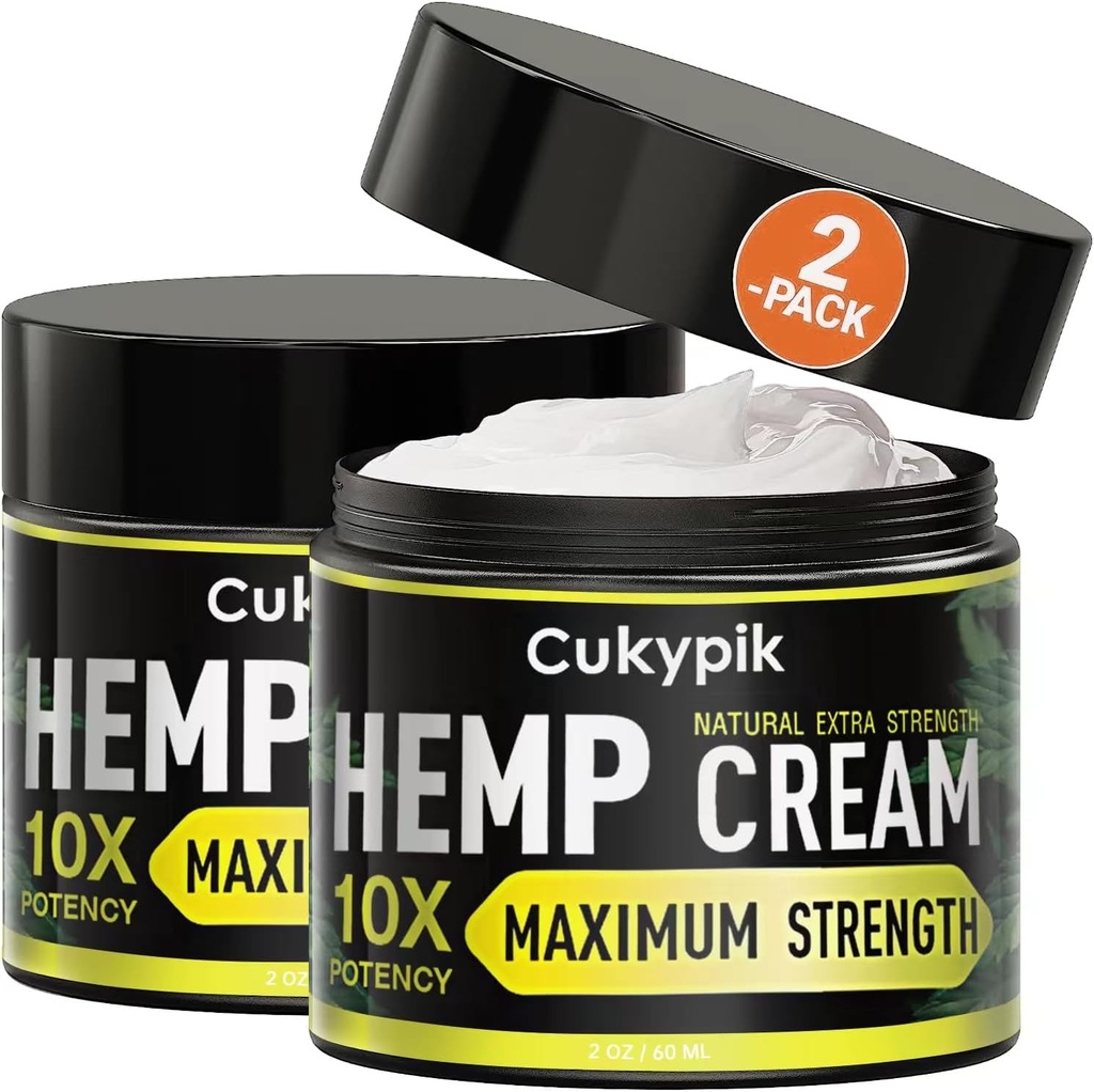 Crème de chanvre de 2 paquets - Huile de chanvre et crème d'Arnica, tout naturel menthol instantané 2oz