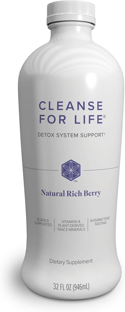 Isagenix Cleanse for Life - Detox Cleanse Drink avec vitamine B12, niacine et vitamine B6 pour le bien-être global - Bouteille de 32-Ounce (Natural Rich Berry Flavor), emballage mai Vary