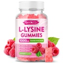 L-Lysine 1000mg Gummies, Supplément Lysine pour Adultes et Enfants, Supplément Acide Amino Essentiel pour Lèvres et Santé Orale, Boost Immune & Collagène & Calcium, Sans Sucre, Arôme aux Framboises, 60 Compte
