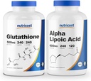 Acide alpha lipoïque de Nutricost 600mg, 240caps Glutathion 500mg, 240caps