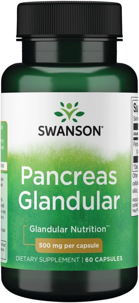 Swanson Raw Pancreas Glandulaire 500 Milligrammes 60 Capsules