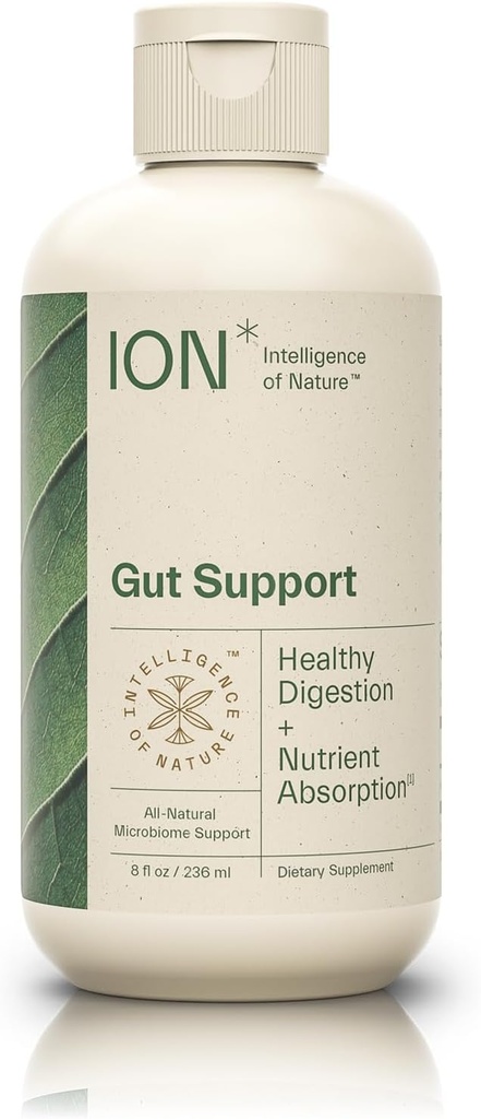 ION* Intelligence de la nature Gut Support Liquid Supplement - Gut & Digestive santé gouttes liquides, nettoyage et désintoxication avec extrait humique pour les femmes et les hommes, les adultes et les enfants 4+ - 8 fl oz (paquet de 1)