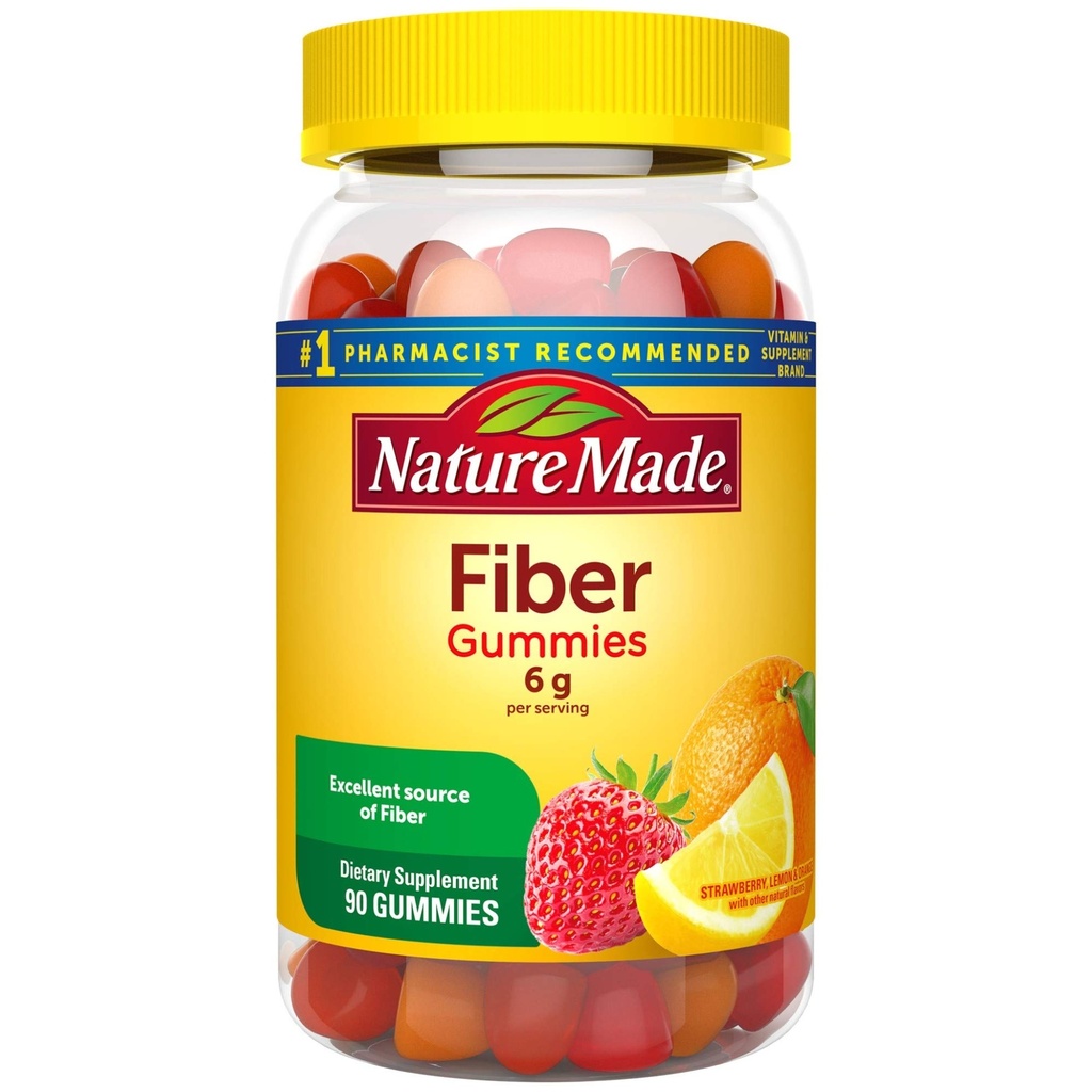 Nature faite fibre 6 g, complément alimentaire pour le soutien de la santé digestive, 90 gommes fibre, 30 jours d'approvisionnement