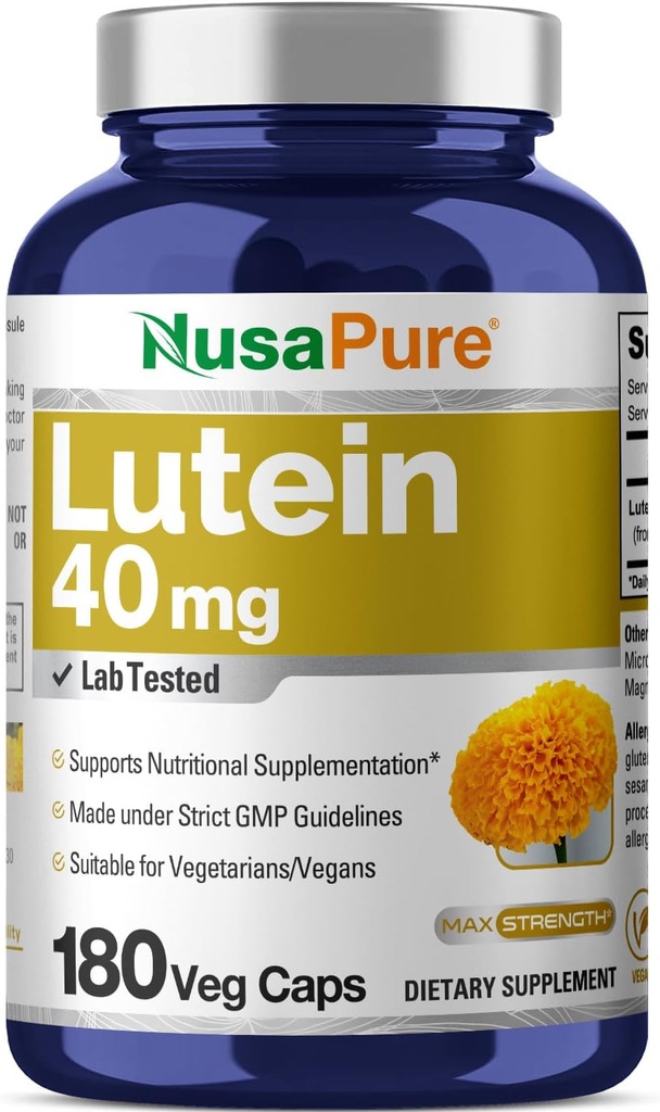 NusasPure Lutein 40mg 180 Capsules de légumes (non OGM, végétalien)