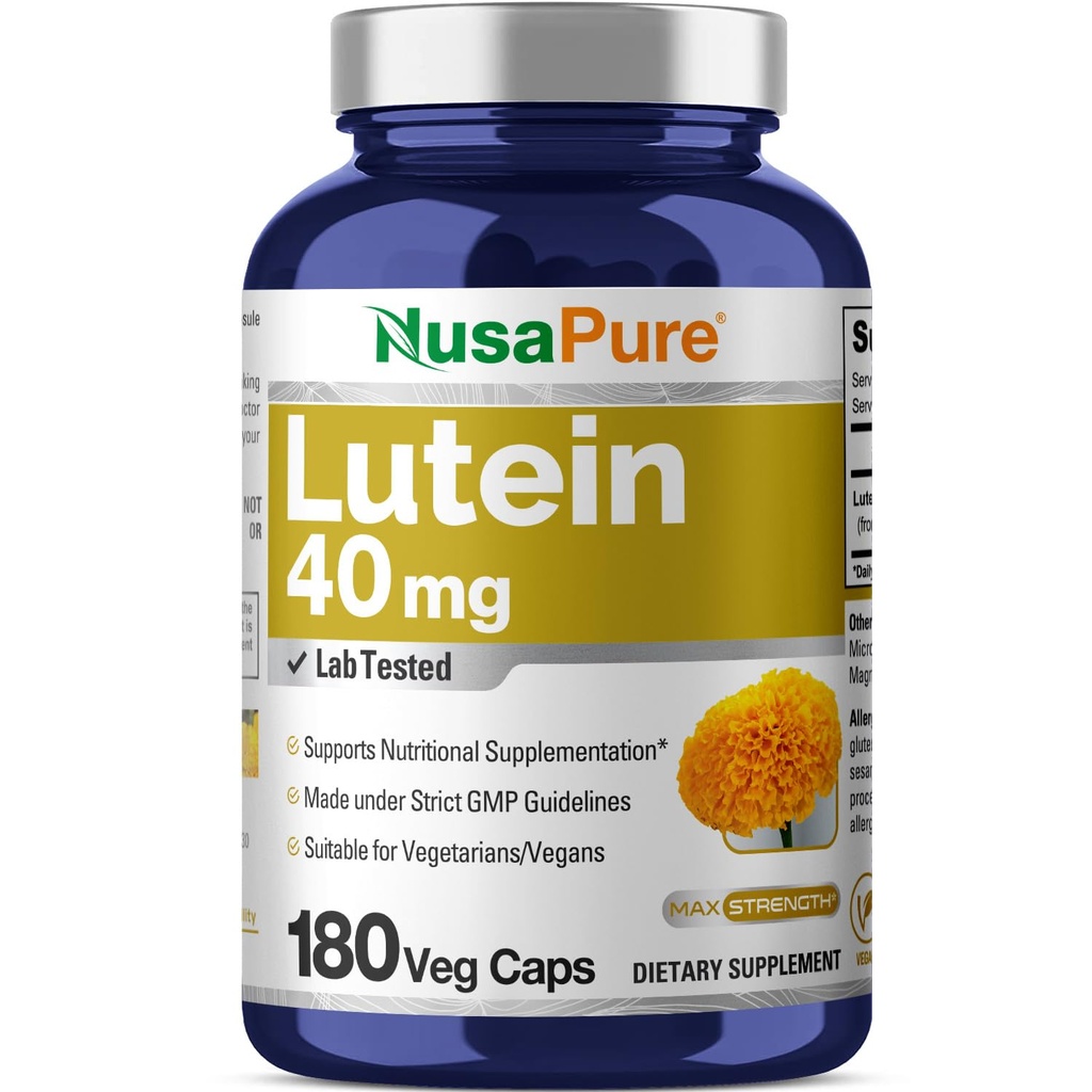 NusasPure Lutein 40mg 180 Capsules de légumes (non OGM, végétalien)