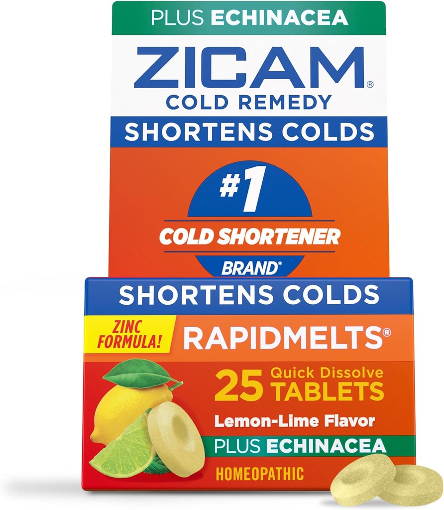 Zicam Zinc Cold Remedy RapidMelts Comprimés à dissolution rapide Saveur citron-Lime avec Echinacea 25ct