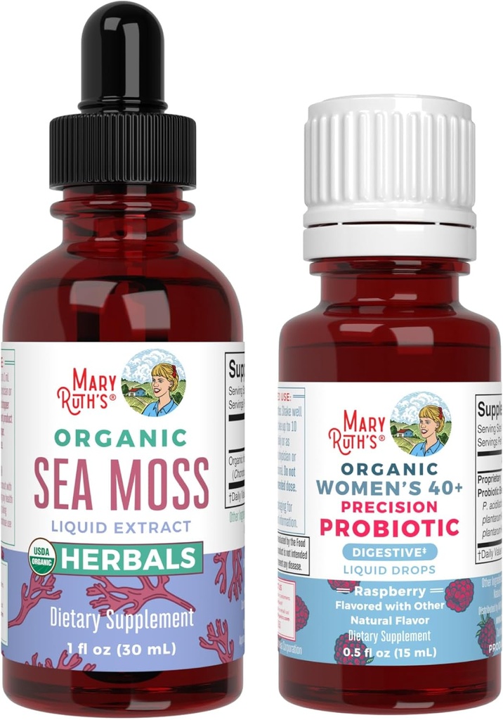 MaryRuth Organics Probiotic Digestion (framboise) pour les femmes 40+ & gouttes de mousse de mer.