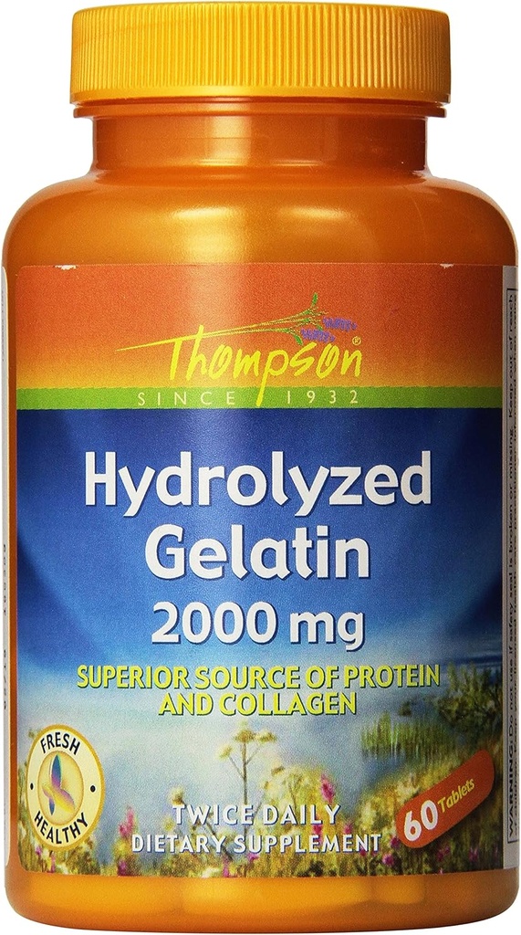 Thompson Hydrolysed Gélatine 2000mg=1 Protéine et collagène d'origine bovine pour le soutien des cellules et des ongles en santé