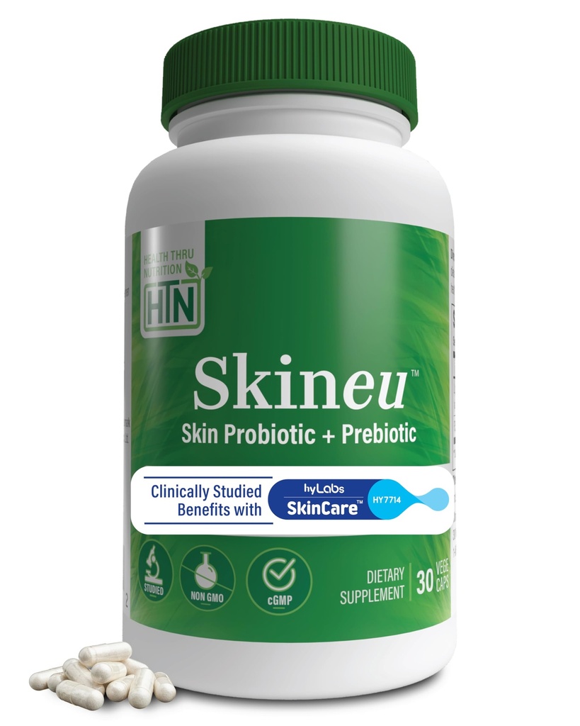 Santé Thru Nutrition Skineu - Skin Probiotic + Prebiotics Supporte l'hydratation et l'élasticité de la peau.Ingrédients cliniquement étudiés.