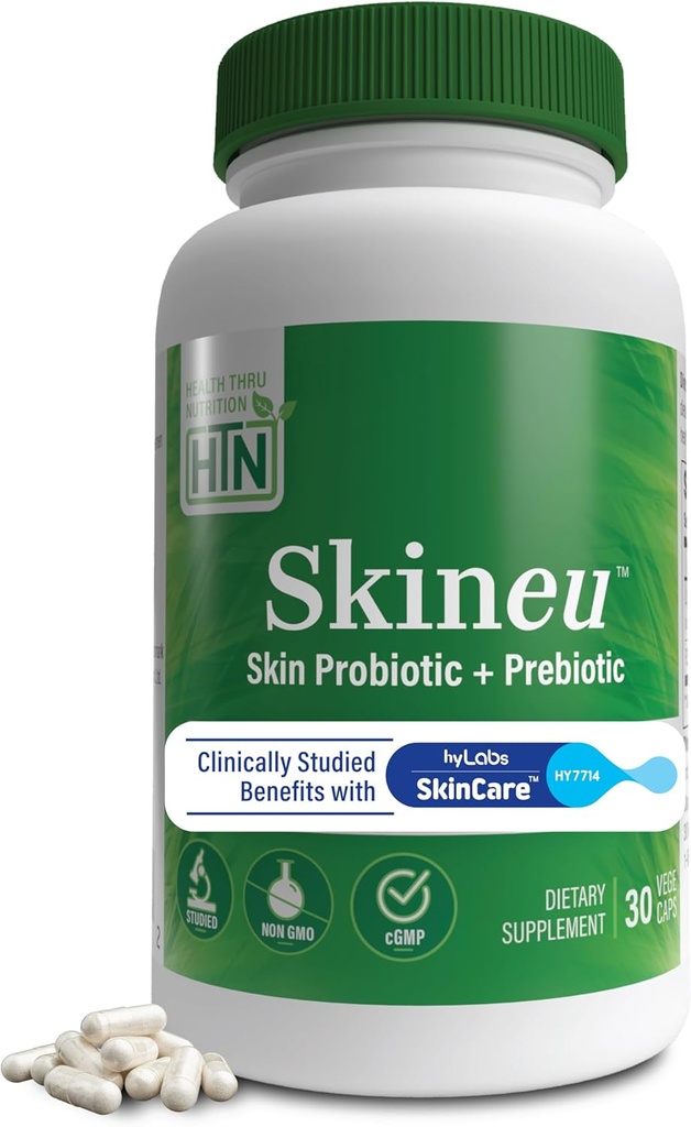 Santé Thru Nutrition Skineu - Skin Probiotic + Prebiotics Supporte l'hydratation et l'élasticité de la peau.Ingrédients cliniquement étudiés.