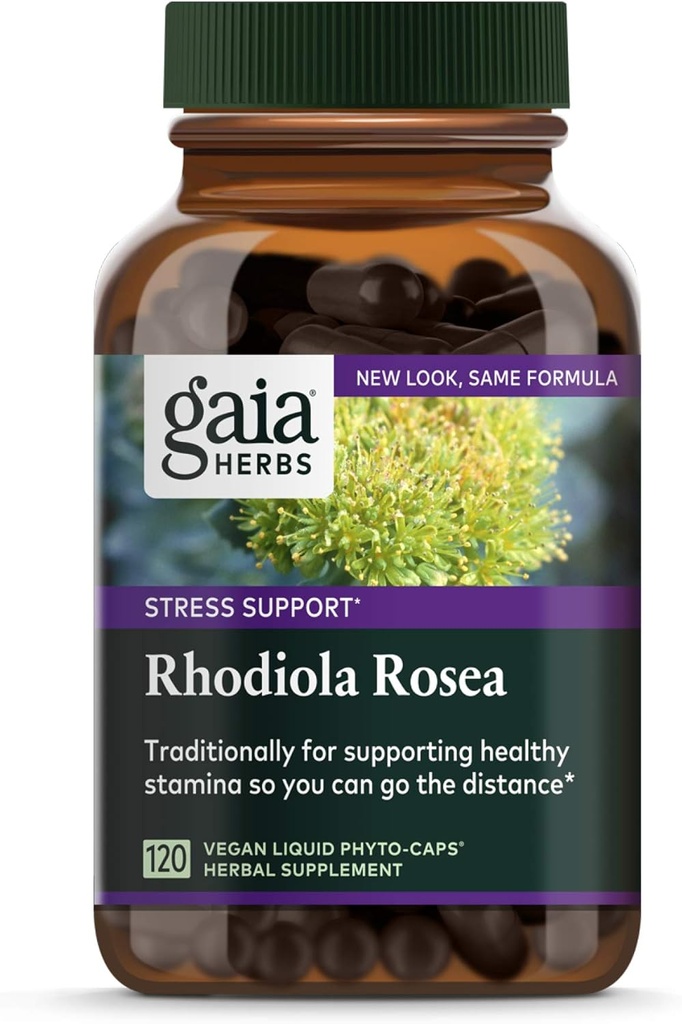 Gaïa Herbs, Rhodiola Rosea Capsules de Phyto liquide végétalien - Supplément de soutien du stress, Herbe adaptogène, 120-Count (paquet de 1)