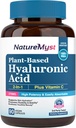 Supplément acide hyaluronique, avec vitamine C, 250mg HA à base végétale, 90 bouchons végétaliens, pour la peau et les yeux, production de collagène, facilement absorbant