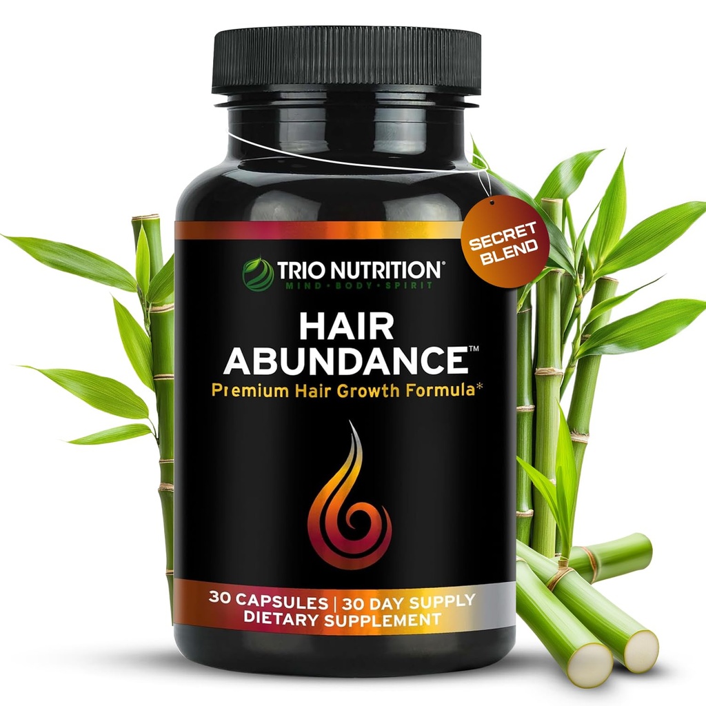 TRIO NUTRITION Abondance capillaire: supplément de vitamine naturelle pour la croissance des cheveux, les ongles forts et la peau lisse.
