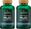 Swanson Real Food Multivitamine Multiminérale Homme Santé Prostate Stress Réponse Supplément végane sans gluten sans OGM 90 Capsules Veggie Veg Caps (2 Pack)