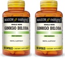 Vitamines Mason Ginkgo Biloba 500 mg 180 Capsules de gélatine par bouteille, boîte de 2 bouteilles Total 360 Capsules