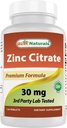 Meilleurs suppléments naturels de zinc 30mg (sous forme de citrate de zinc) - zinc Vitamines pour adultes Imune Support - 120 comprimés (120 Nombre (paquet de 1))