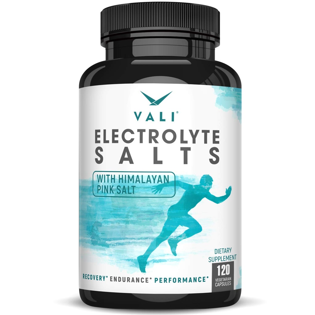 VALI Sels d'électrolyte Réhydratation orale rapide Pills de remplacement. Supplément en poudre de nutrition d'hydratation, récupération et soulagement rapide. Comprimés minéraux de sel de kéto. 120 Capsules de Veggie